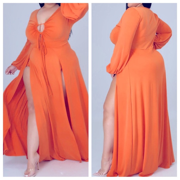 Elle Orange Cut Out Maxi Dress - Picture 1 of 8